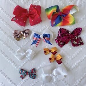 Girl’s Variety of Clip-In Hair Bows, Quantity of 8